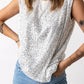 Sequin Round Neck Capped Sleeve Tank