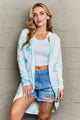 Tie-Dye Open Front Longline Cardigan Light Blue