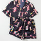 Printed Button Up Short Sleeve Top and Shorts Lounge Set