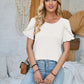 Frill Round Neck Petal Sleeve Blouse