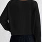 Ribbed Round Neck Drop Shoulder Long Sleeve Top