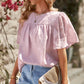 Round Neck Puff Sleeve Blouse