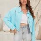 Distressed Distressed Button Up Denim Jacket