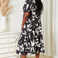 Printed Surplice Balloon Sleeve Dress