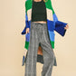 Davi & Dani Color Block Kimono Sleeve Open Front Cardigan