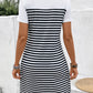 Striped Round Neck Short Sleeve Mini Tee Dress