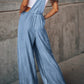 Distressed Wide Leg Denim Overalls