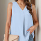 Full Size Ruched V-Neck Tank