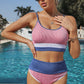 Color Block Spaghetti Strap Two-Piece Swim Set