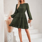 Swiss Dot Lace Trim Balloon Sleeve Dress