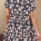 Floral Ruffle Trim Tie-Neck Dress