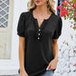 Frill Notched Short Sleeve Blouse