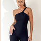 Asymmetrical Neck Wide Strap Active Romper