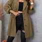 Honey Plus Size Lapel Collar Drawstring Roll-Tab Sleeve Trench Coat