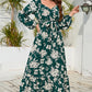 Floral Print V-Neck Long Sleeve Maxi Dress