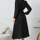 V-Neck Long Sleeve Tie Waist Midi Dress