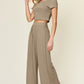 Double Take Full Size Round Neck Top and Pants Set