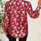 Perfee Printed Notched Long Sleeve Shirt