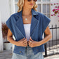 Buttoned Up Collared Neck Denim Top