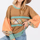 SAGE + FIG Mineral Wash Raw Edge Color Block Sweatshirt