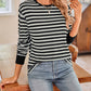 Lovelet Striped Round Neck Long Sleeve T-Shirt