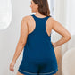 Plus Size Contrast Piping Racerback Tank and Shorts Lounge Set