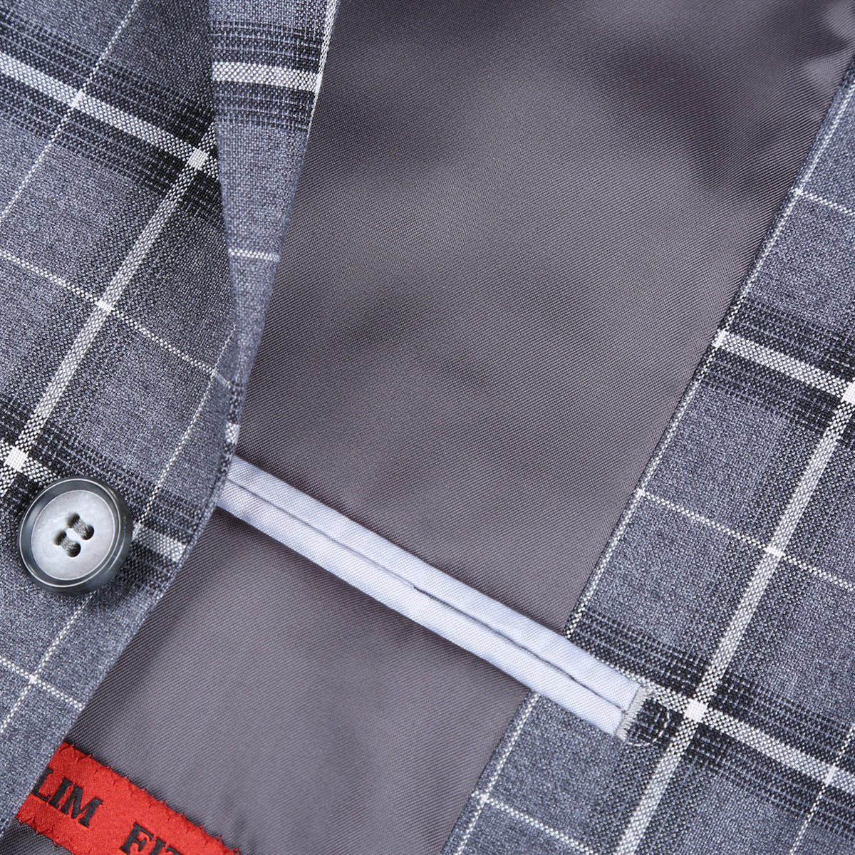 293-14 Men's Classic Fit Single Breasted Grey & White Check Suits