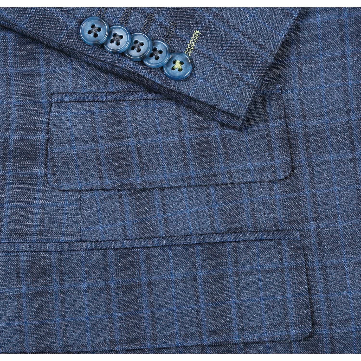 92-53-095EL Cadet Blue Check Suit