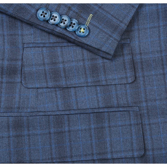 92-53-095EL Cadet Blue Check Suit