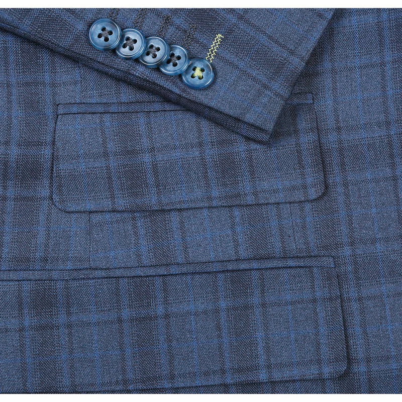 92-53-095EL Cadet Blue Check Suit