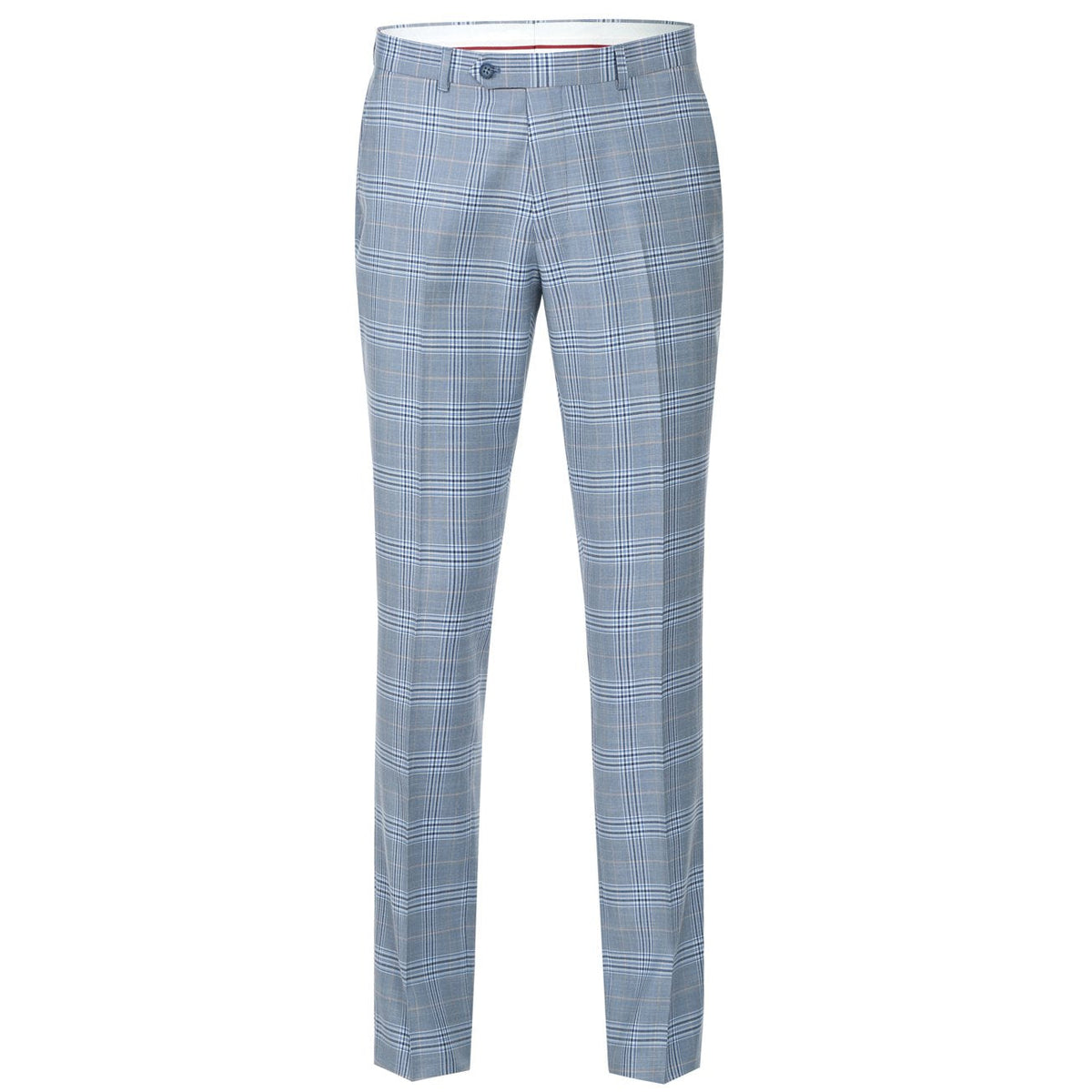 293-3 Men's 2-Piece Slim Fit Notch Lapel Stretch Windowpane Suit