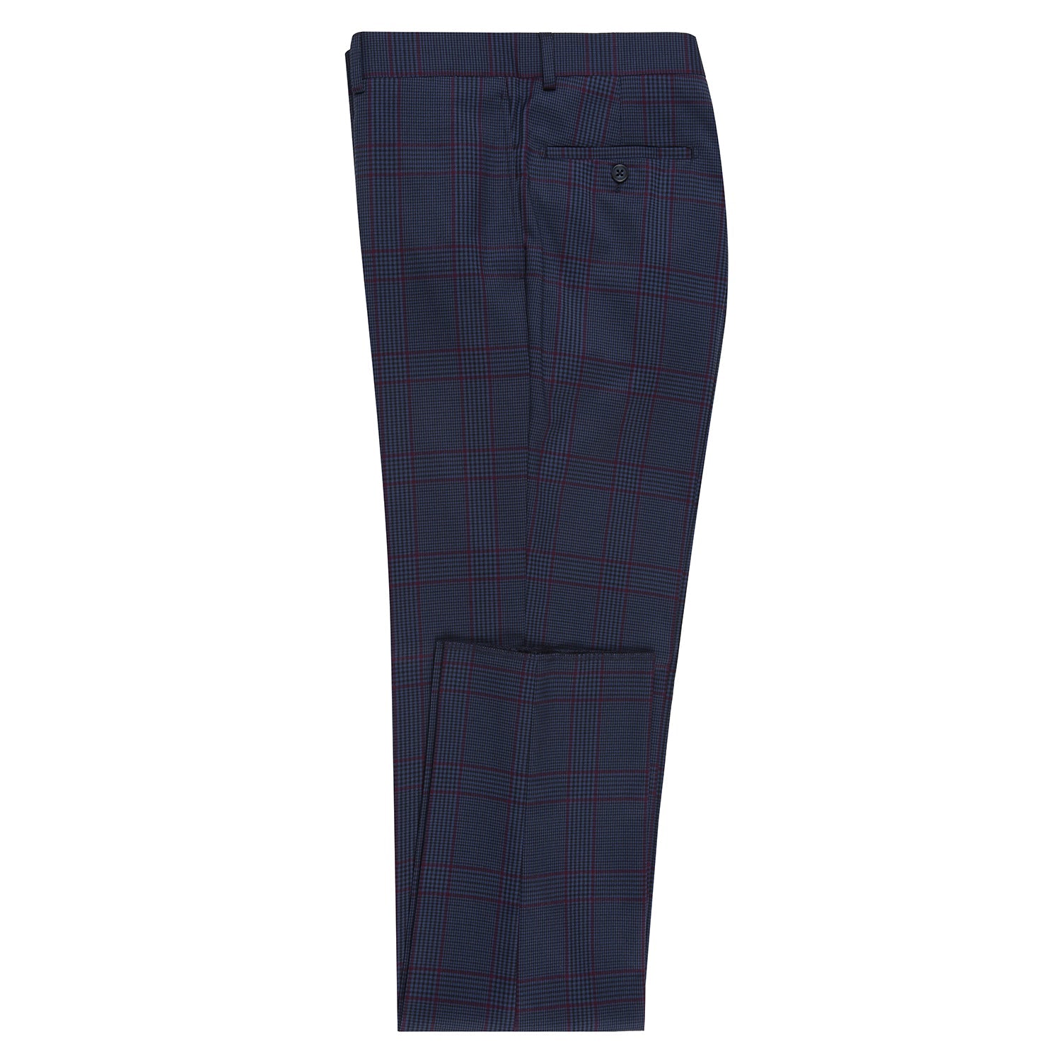 92-55-412EL Blue with Burgundy Check Suit