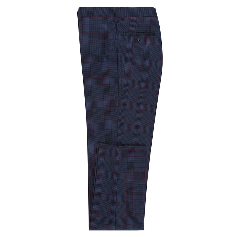 92-55-412EL Blue with Burgundy Check Suit