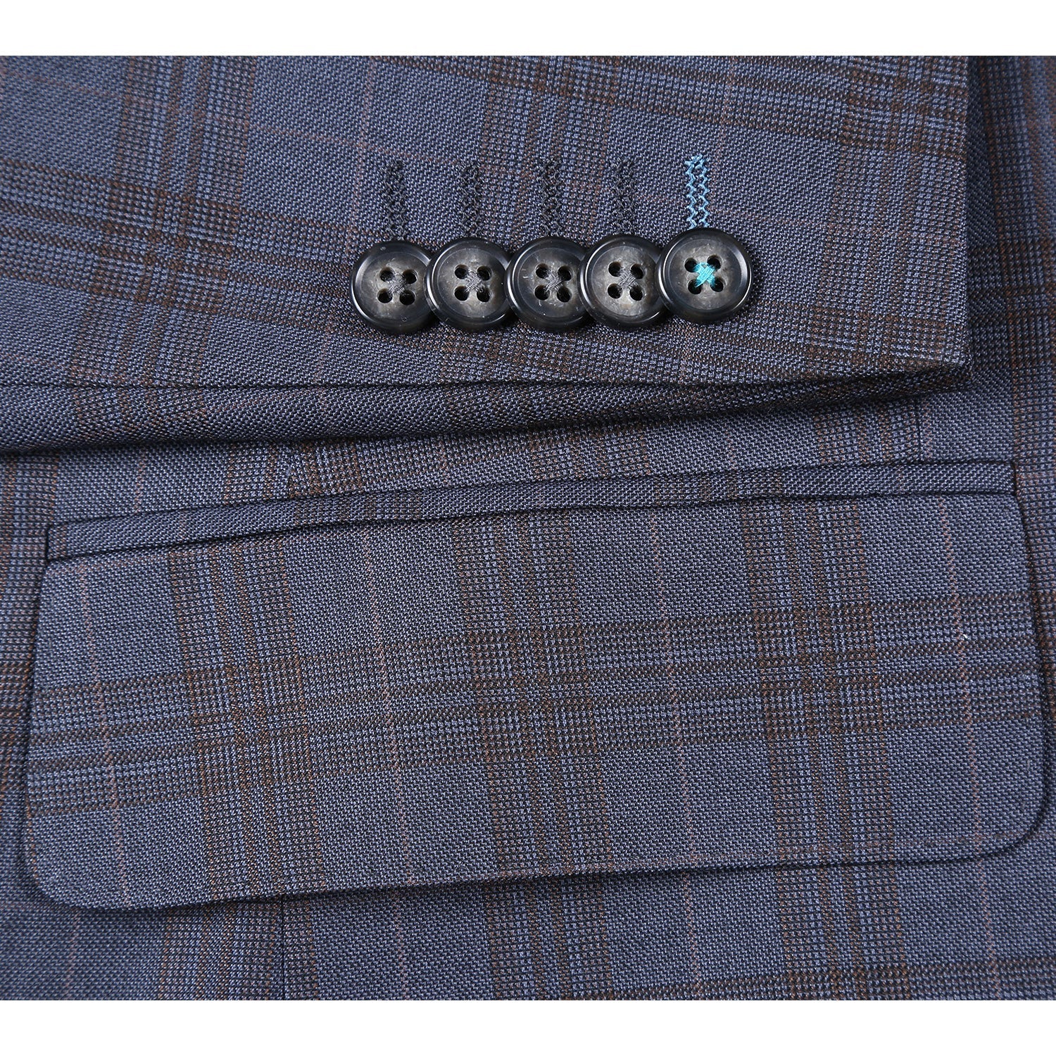 72-55-555EL Gray with Tan Check Notch Suit