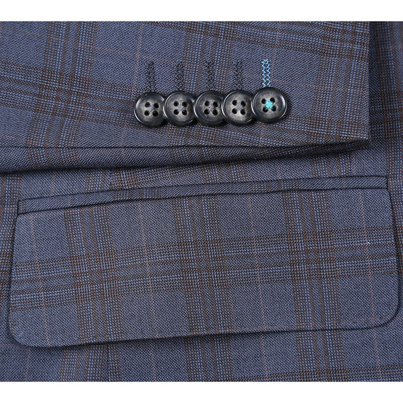 72-55-555EL Gray with Tan Check Notch Suit