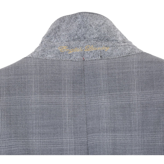 EL72-62-092 Light Gray Window Pane Check Wool Suit