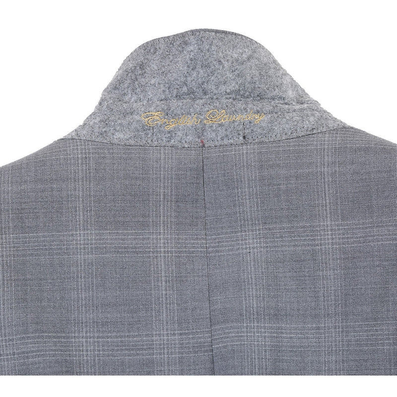 EL72-62-092 Light Gray Window Pane Check Wool Suit