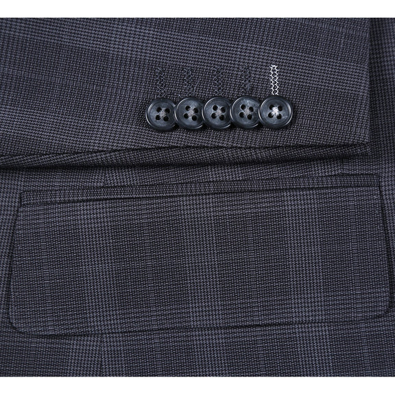 72-52-095EL Charcoal Checked Notch Suit
