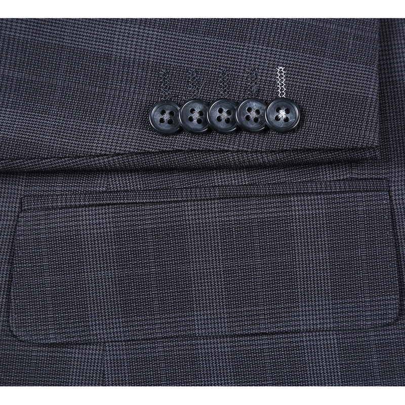 72-52-095EL Charcoal Checked Notch Suit
