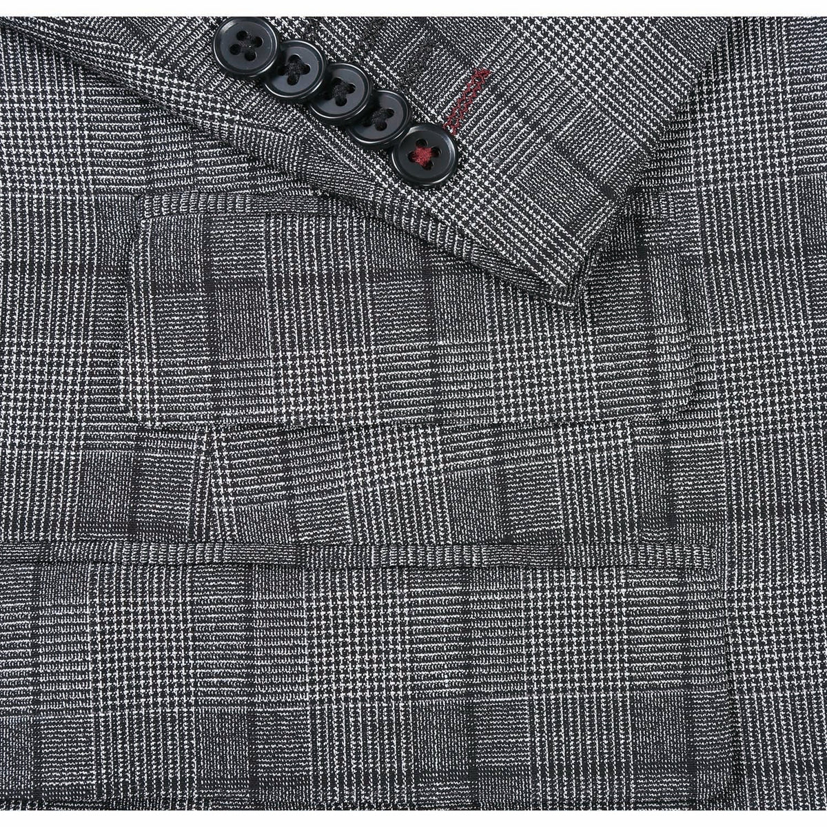 92-53-002EL Double-Breasted Black with White Check Suit