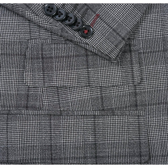 92-53-002EL Double-Breasted Black with White Check Suit