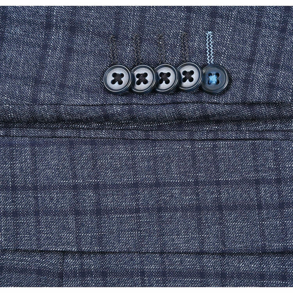 92-59-095EL 3-Piece Pale Denim Check Suit