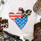 Heart Round Neck Short Sleeve T-Shirt