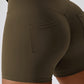 Wide Waistband Back Pocket Sports Shorts