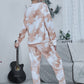 Tie-dye Round Neck Top and Drawstring Pants Lounge Set