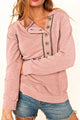 Buttoned Long Sleeve Hoodie Dusty Pink
