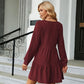 V-Neck Long Sleeve Mini Dress