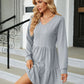 V-Neck Long Sleeve Mini Dress