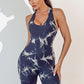 Printed Crisscross Wide Strap Active Romper