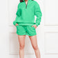 Half Zip Long Sleeve Sweatshirt and Drawstring Shorts Set